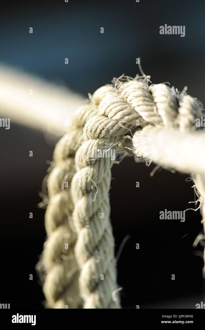 Yarn White Rope Look In Rope Twine Yarns on small boats Stock Photo - Alamy