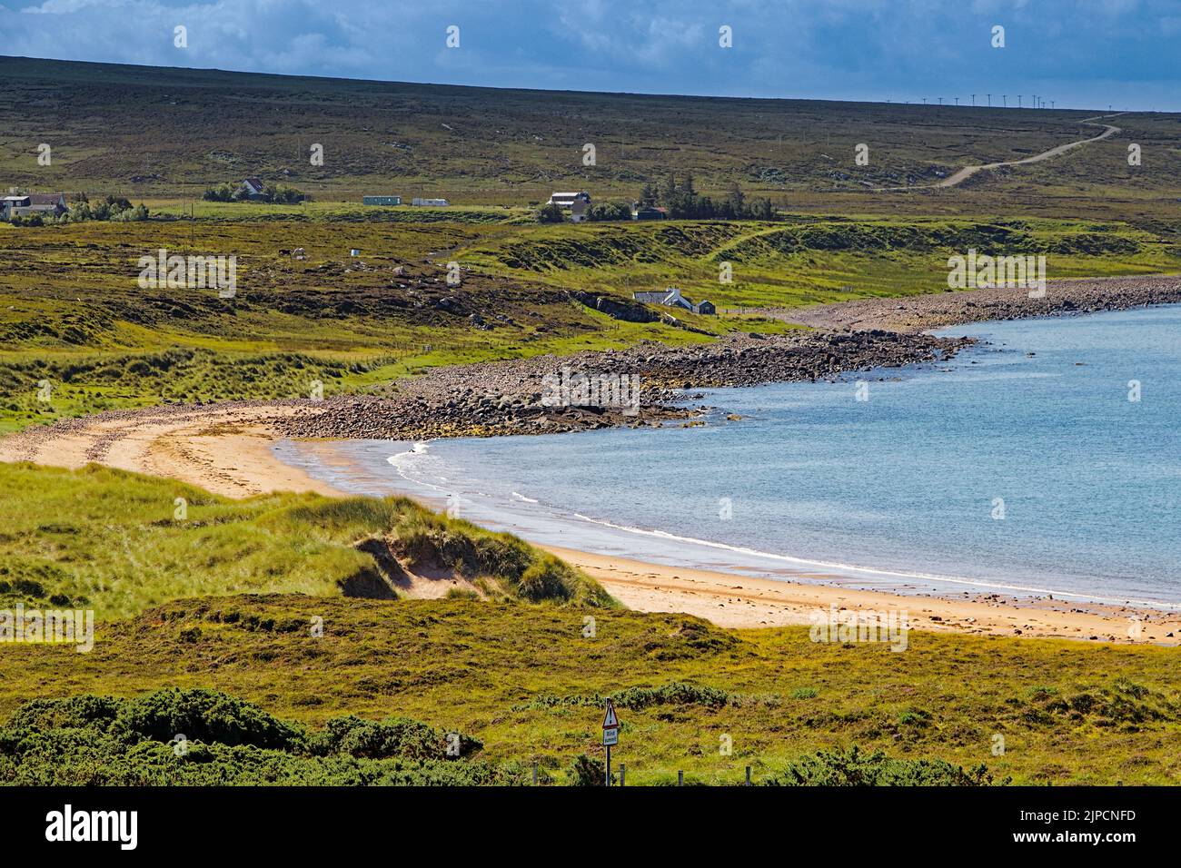 OPINAN GAIRLOCH SCOTLAND THE VILLAGE HOUSES AND THE SANDY BEACH Stock