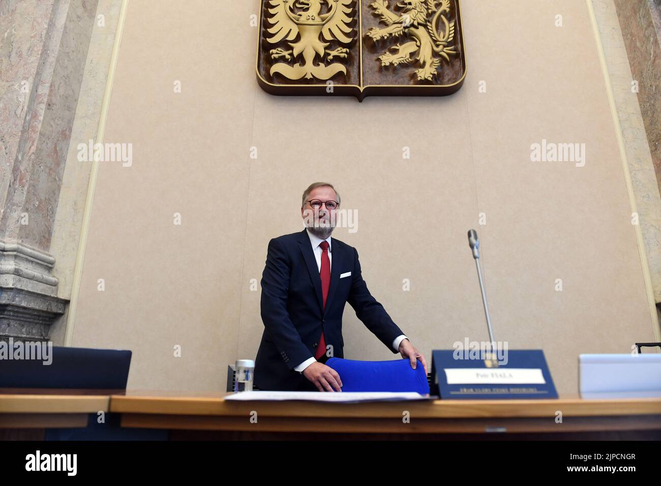 Prague, Czech Republic. 17th Aug, 2022. Prime Minister Petr Fiala is seen during the Czech government meeting in Prague, Czech Republic, August 17, 2022. Credit: Katerina Sulova/CTK Photo/Alamy Live News Stock Photo