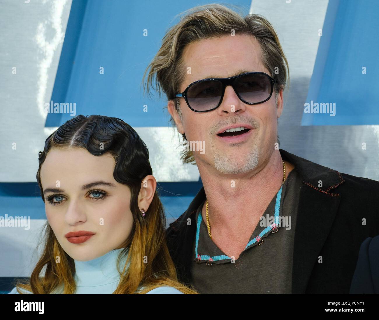 Joey King and Brad Pitt seen during the Bullet Train Uk Gala Screening held at Cineworld Leicester Square , London on Wednesday 20 July 2022 . Picture by Julie Edwards. Stock Photo