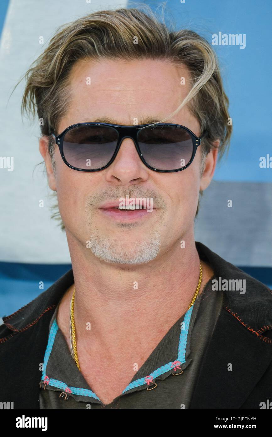 Brad Pitt seen during the Bullet Train Uk Gala Screening held at Cineworld Leicester Square , London on Wednesday 20 July 2022 . Picture by Julie Edwards. Stock Photo