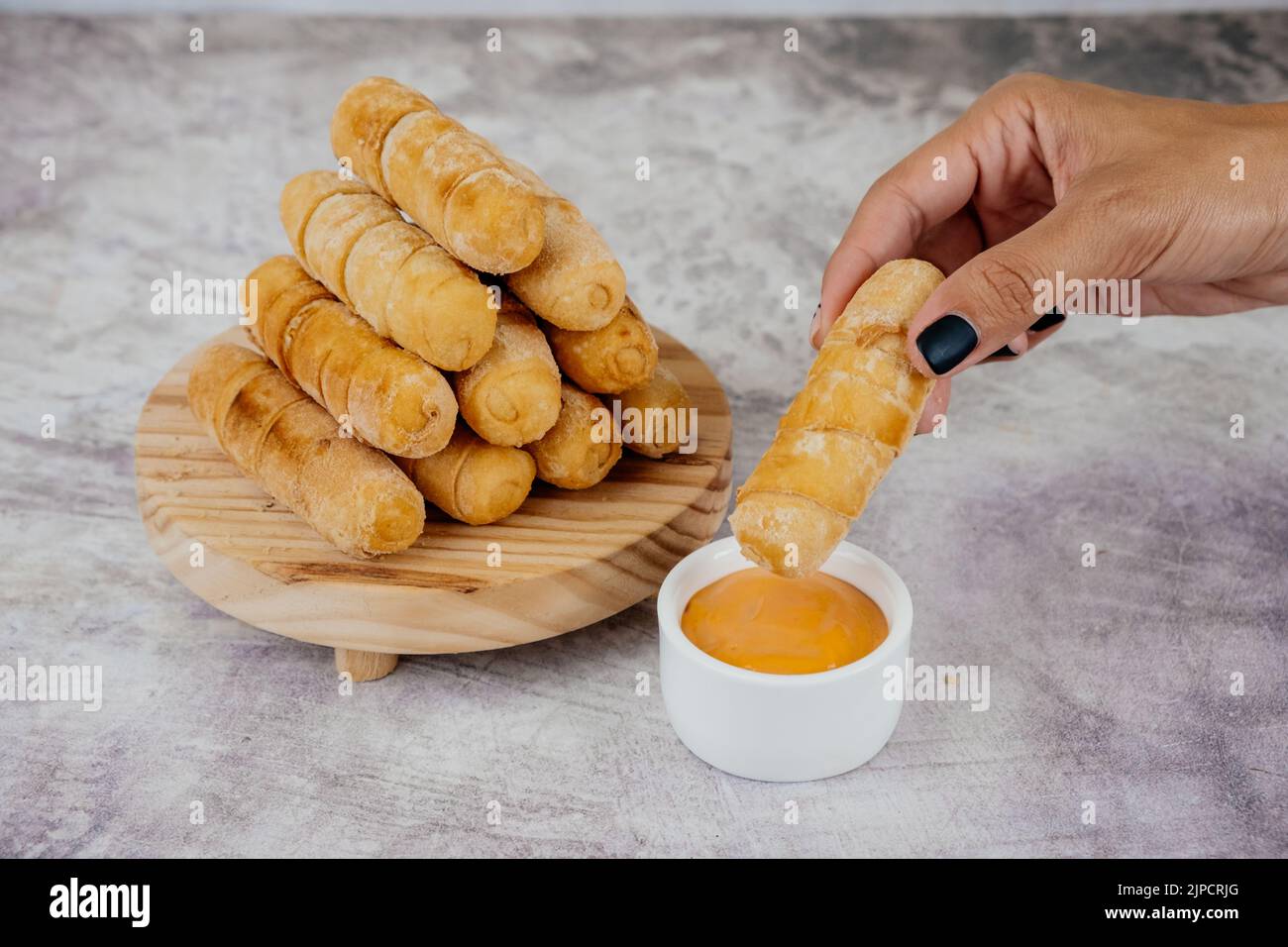 Typical Latin American appetizer called tequeños Stock Photo