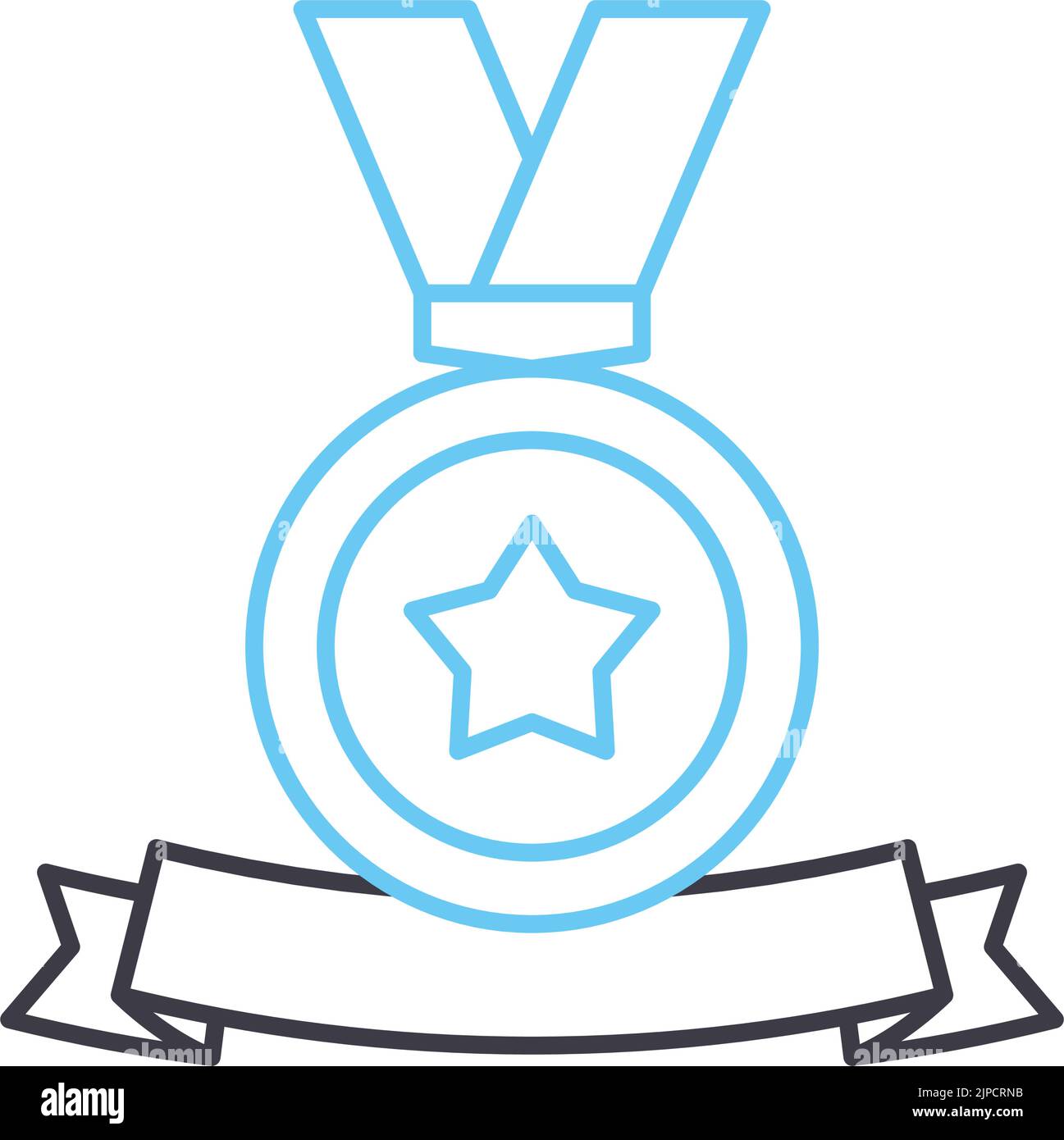 medal ribbon line icon, outline symbol, vector illustration, concept ...