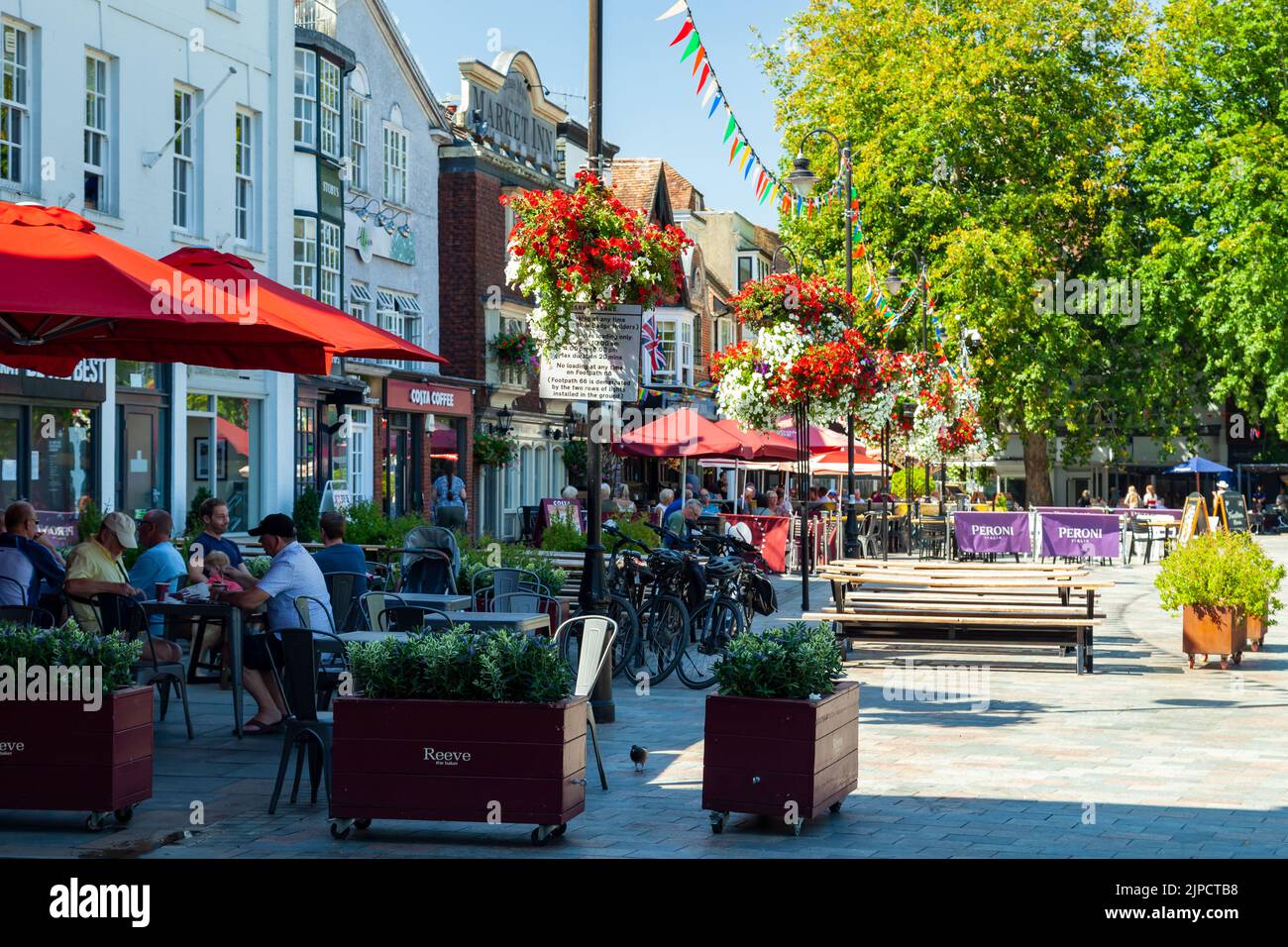 Summer midday on the Market Place in Salisbury, Wiltshire, England. Stock Photo