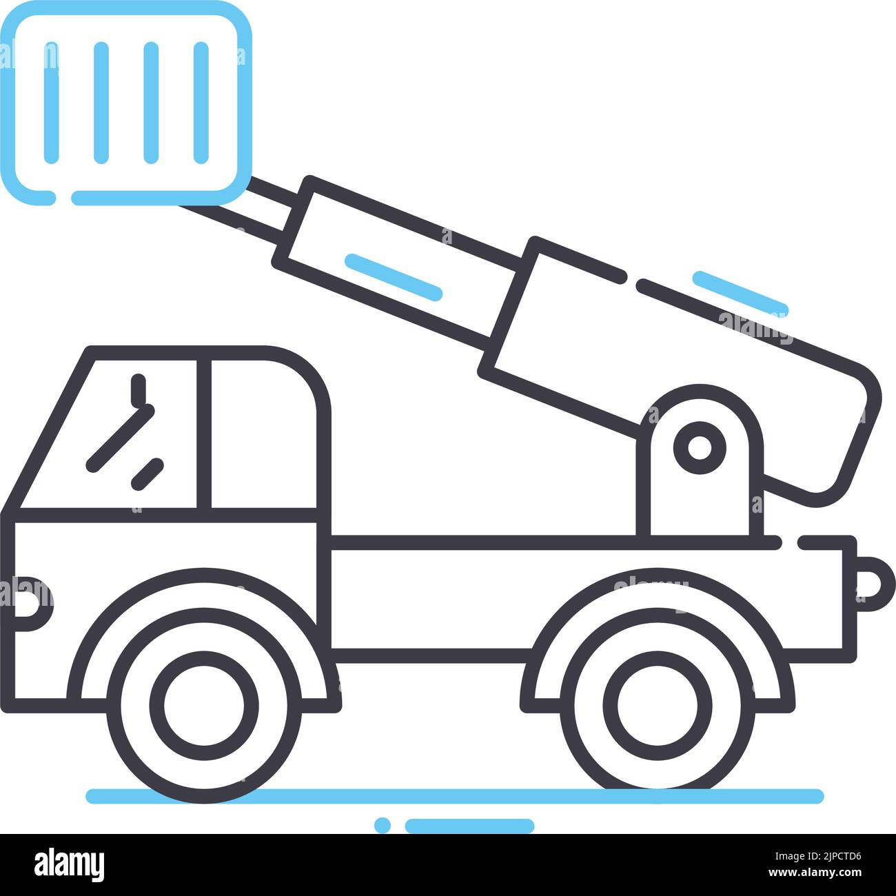 ladder truck line icon, outline symbol, vector illustration, concept sign Stock Vector