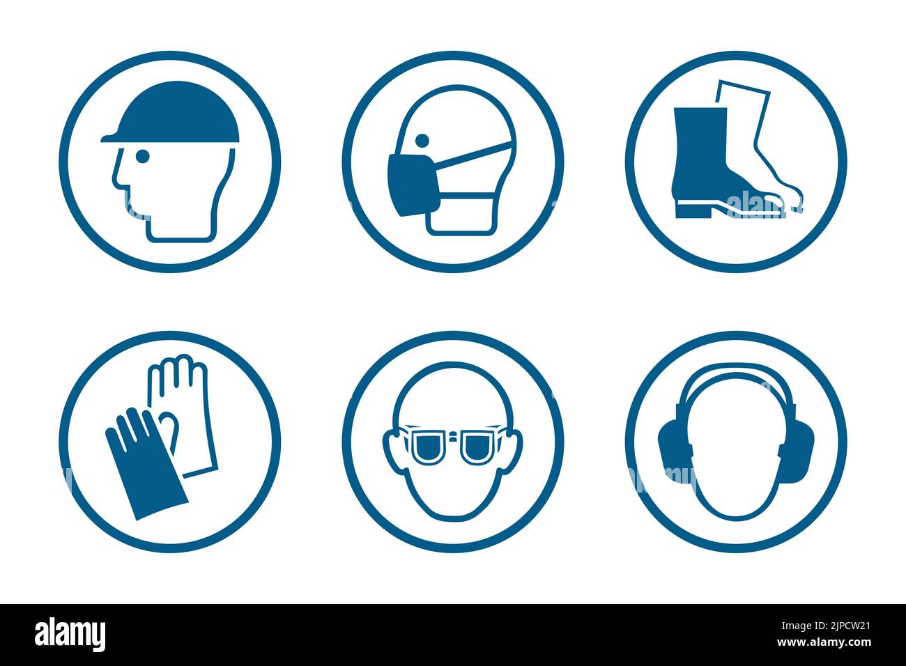 Industrial safety and occupational health icon set. Personal protection