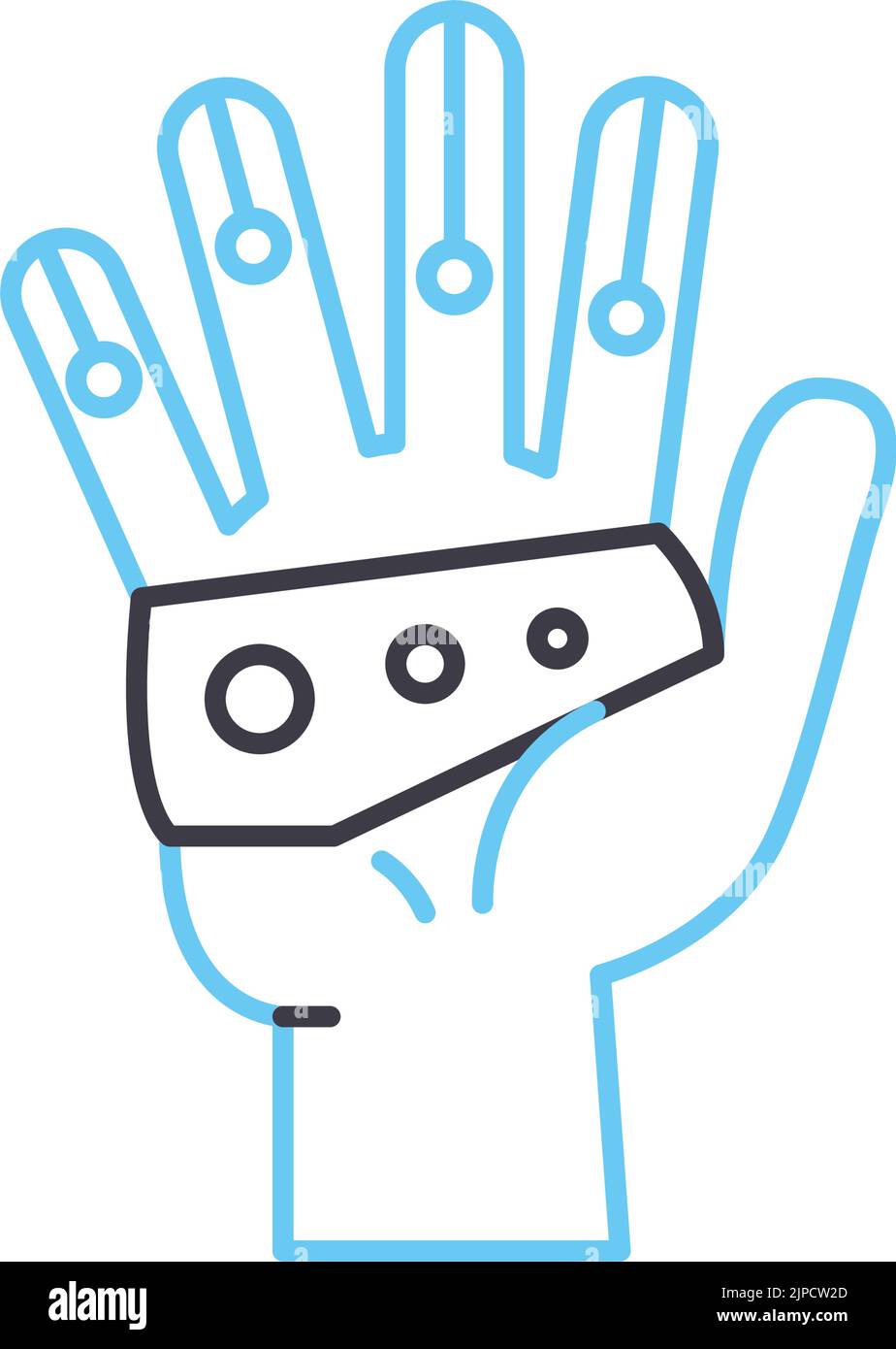 vr gloves line icon, outline symbol, vector illustration, concept sign Stock Vector