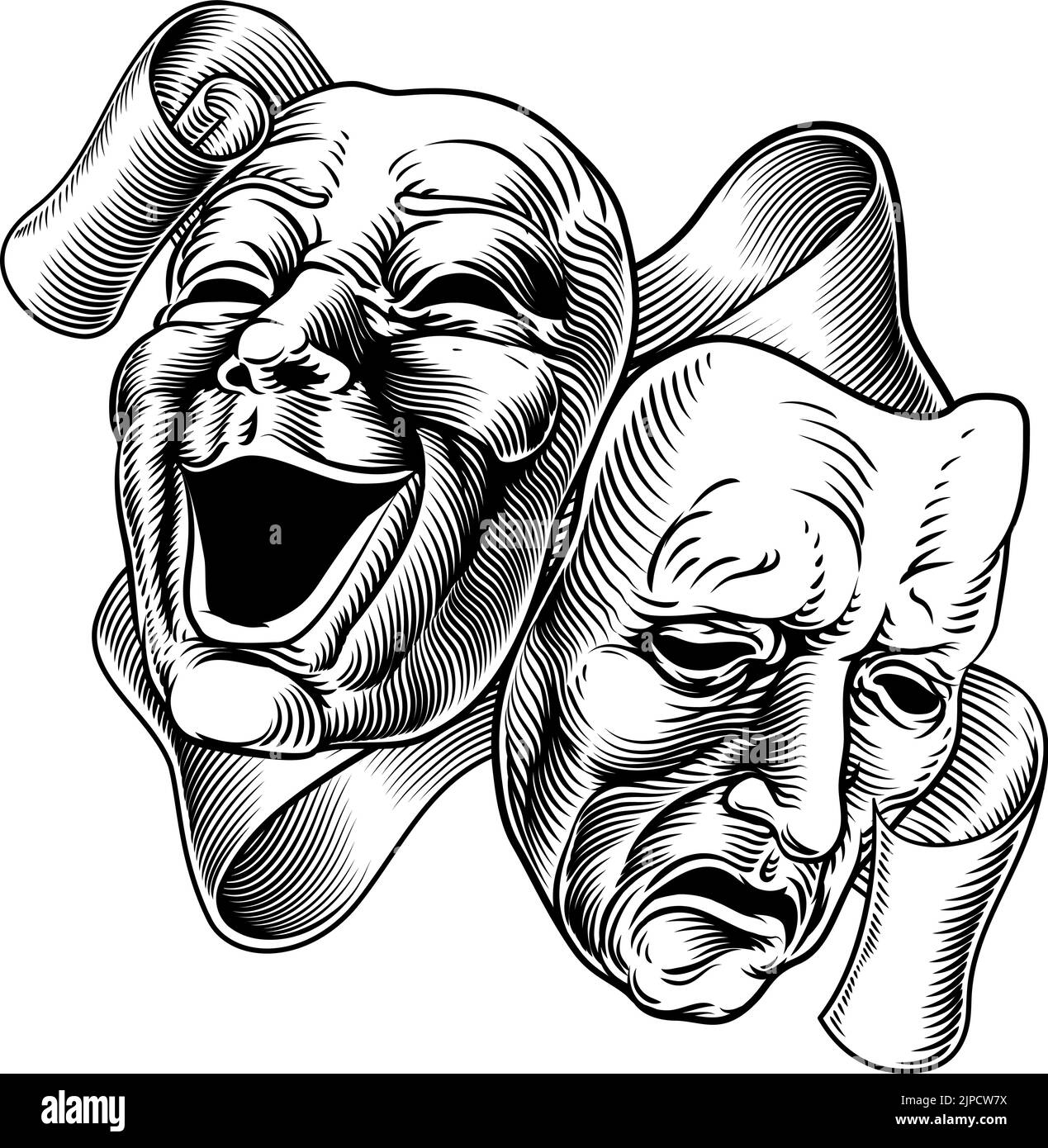 Theater Or Theatre Drama Comedy And Tragedy Masks Stock Vector