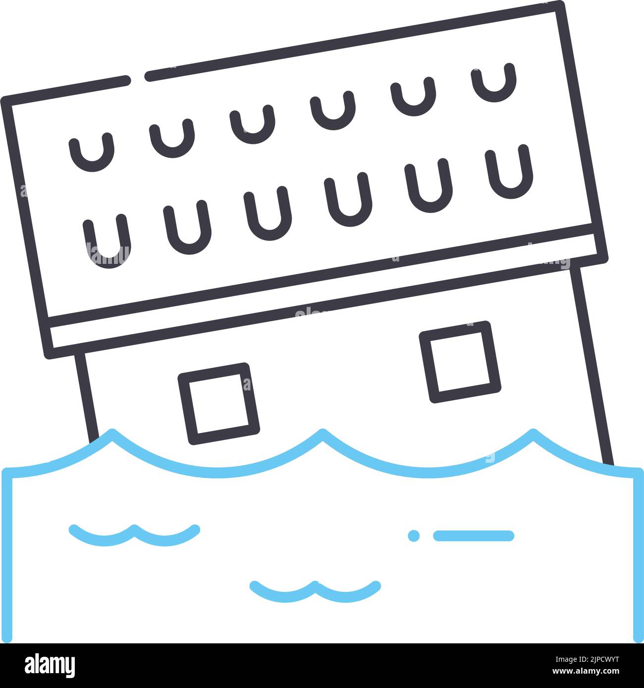 flood line icon, outline symbol, vector illustration, concept sign Stock Vector