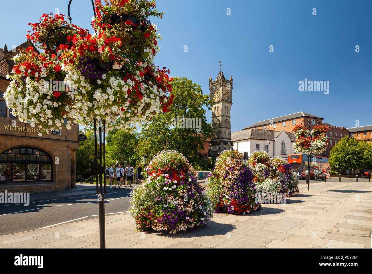 Summer afternoon on Fisherton Street in Salisbury city centre, Wiltshire, England. Stock Photo