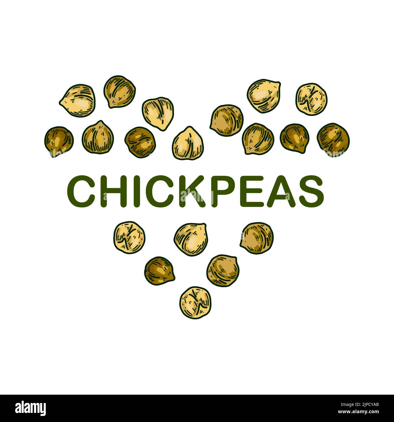 Colorful chickpeas design. Hand drawn illustration in colored sketch ...