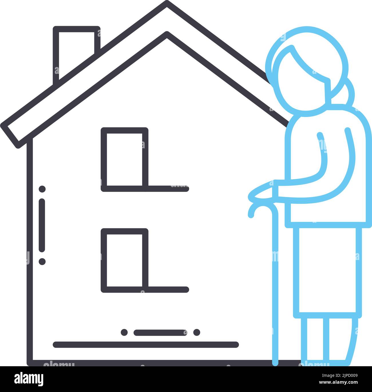 nursing home line icon, outline symbol, vector illustration, concept sign Stock Vector