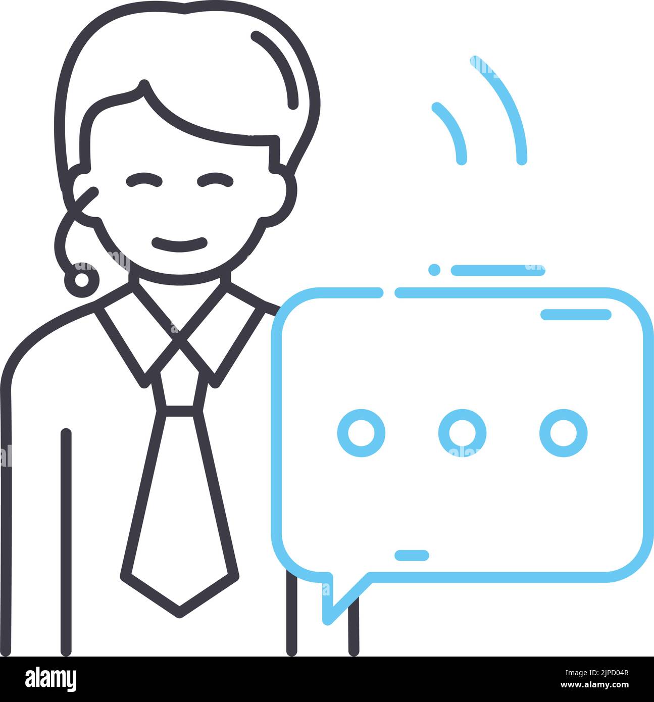 friendly customer service line icon, outline symbol, vector