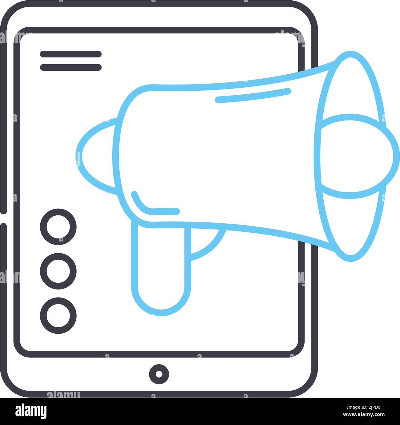 mobile marketing line icon, outline symbol, vector illustration ...