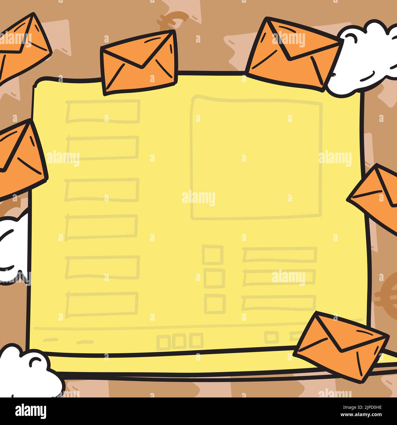 Checklist Table Surrounded With Envelops And Clouds Stock Vector Image