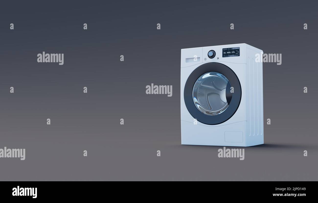 Washing machine dark wall. 3d rendering Stock Photo