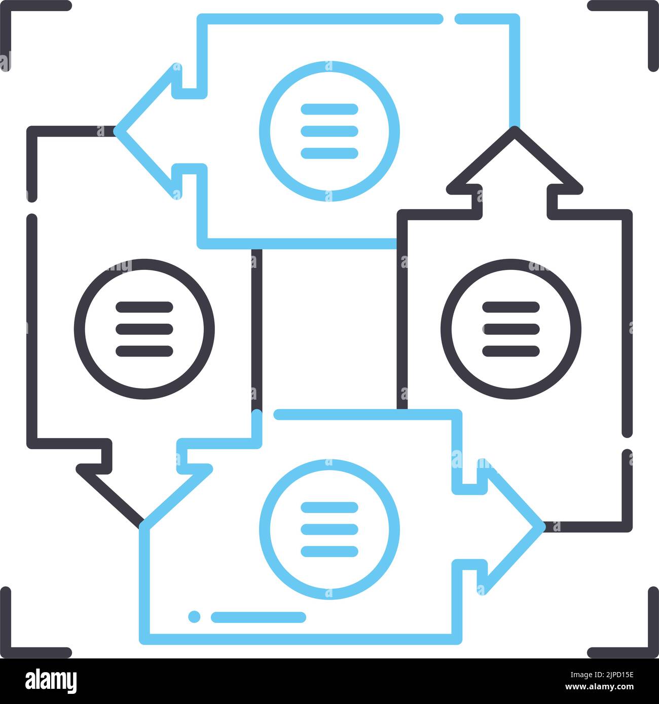stages processing line icon, outline symbol, vector illustration, concept sign Stock Vector
