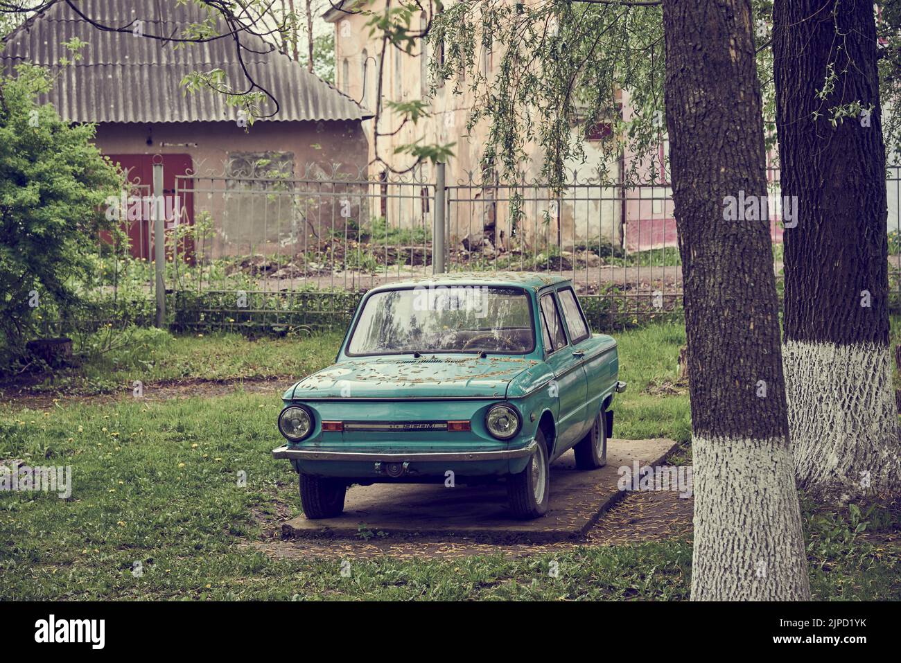 Russia Tutaev, June 2022 .Restored Retro car ZAZ-968M .Soviet compact car of small class. This is the cheapest Soviet car of the 80's Stock Photo