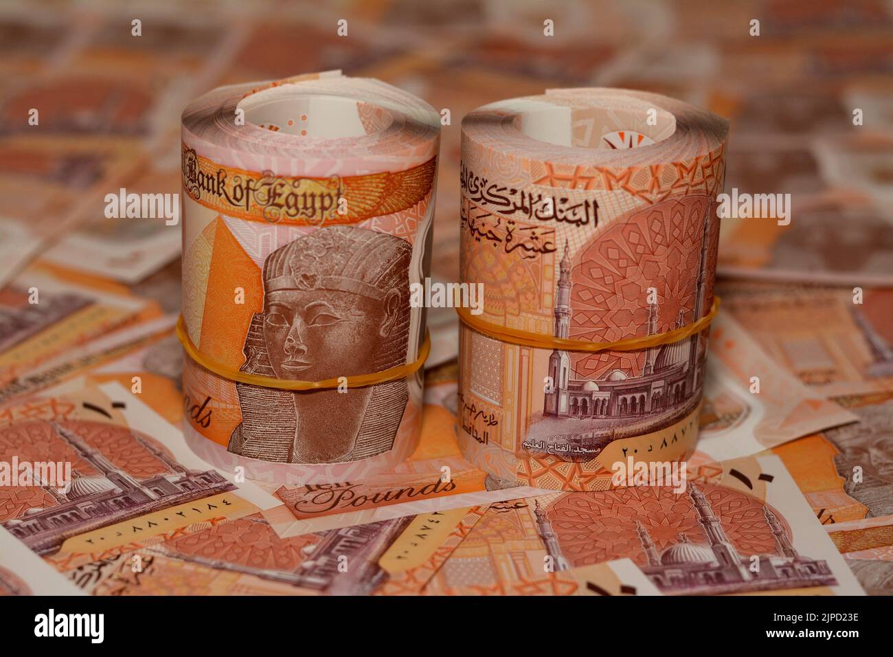Egypt money rolls of new first Egyptian 10 LE EGP ten pounds plastic