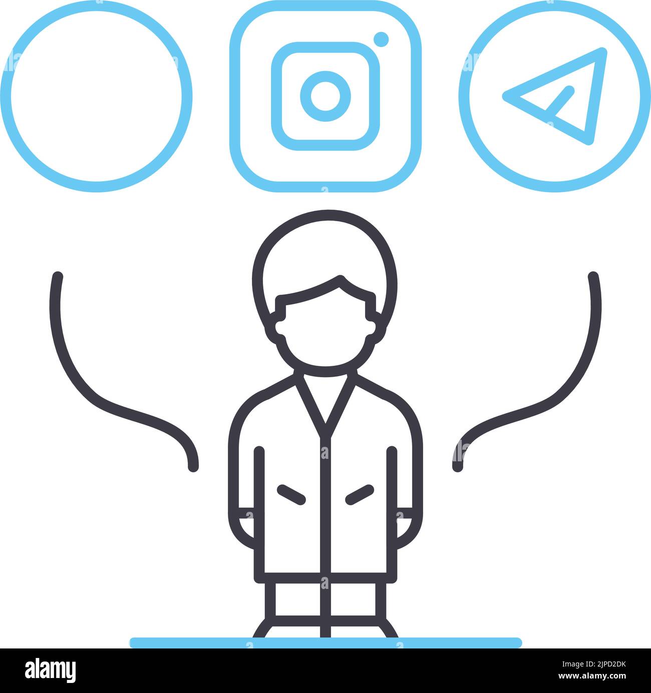 social procrastination line icon, outline symbol, vector illustration, concept sign Stock Vector