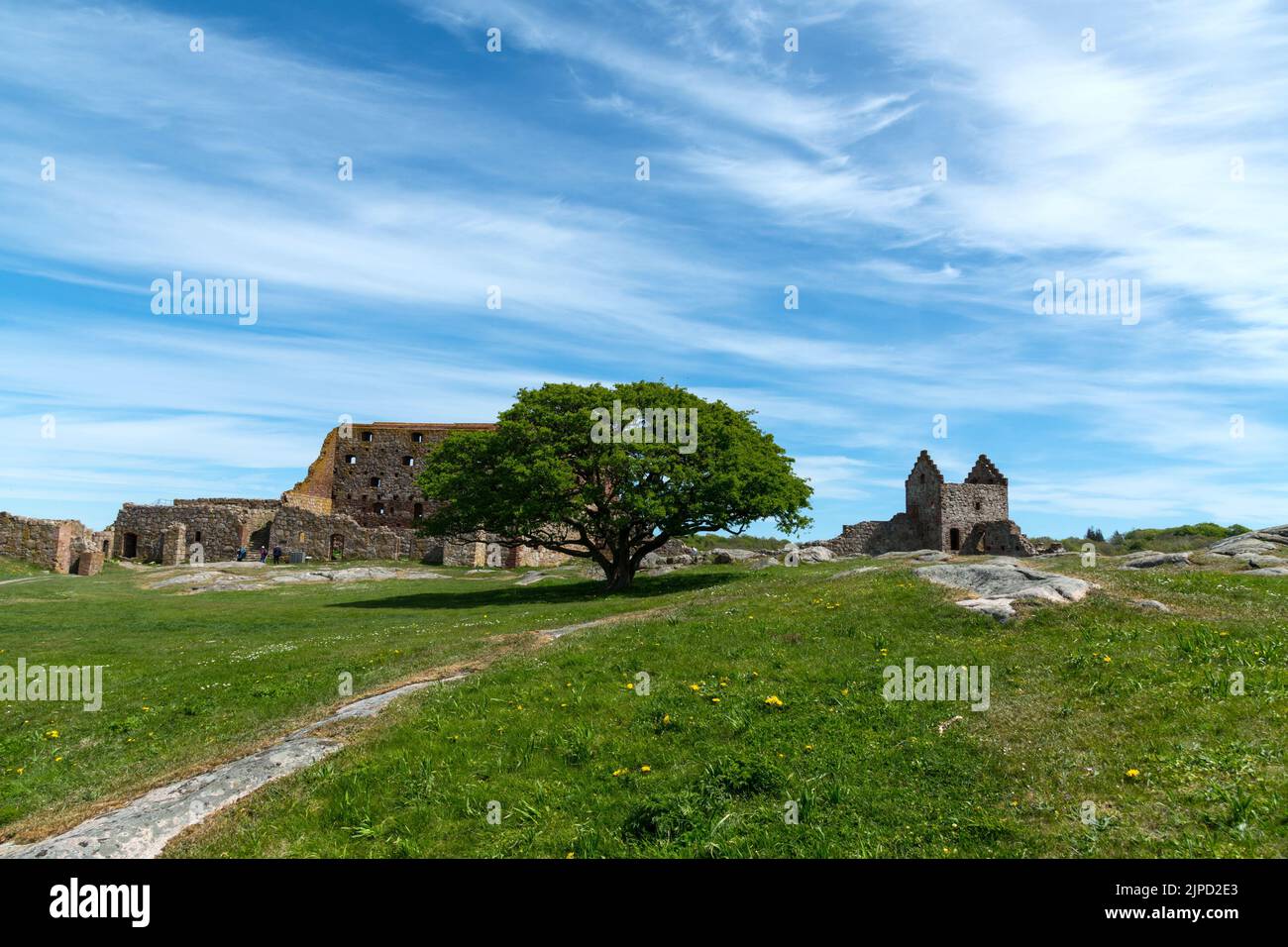 Hammershus is a medieval fortification on the northern tip of the Danish island of Bornholm. Stock Photo