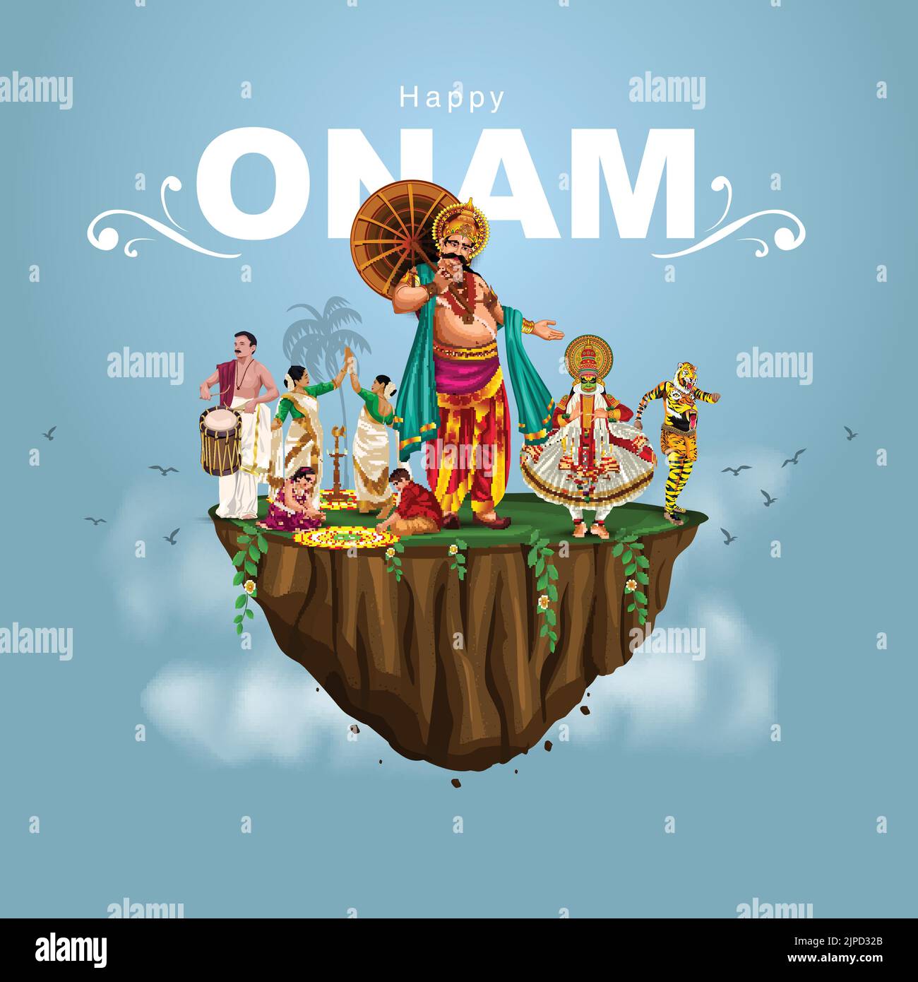 south Indian Kerala festival happy onam greetings background ...