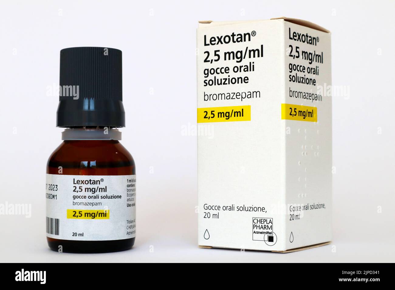 LEXOTAN Bromazepam, a benzodiazepine medicine. Medication used to treat of severe anxiety. Cheplapharm Arzneimittel GmbH Stock Photo