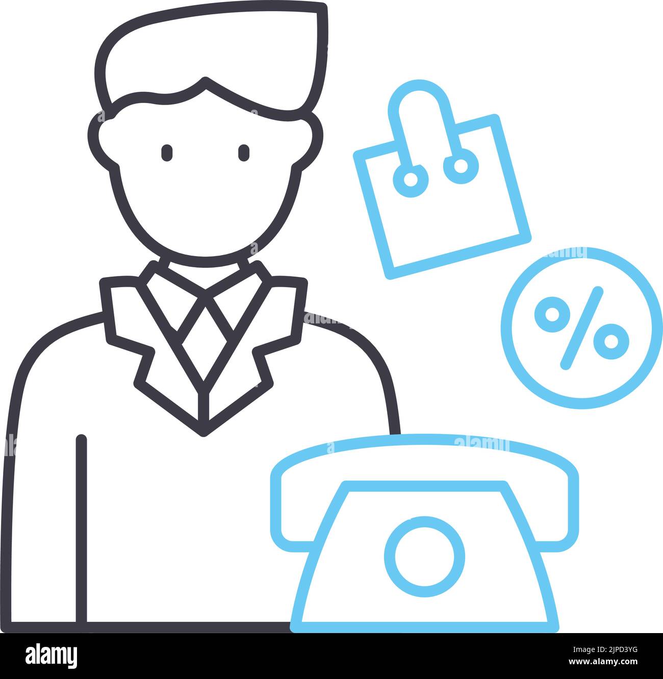 sale assistant line icon, outline symbol, vector illustration, concept sign Stock Vector