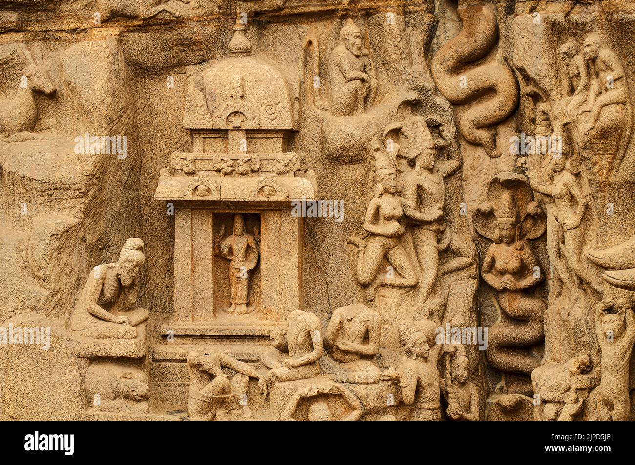 Arjuna’s Penance is a monument at Mahabalipuram, Tamil Nadu, India
