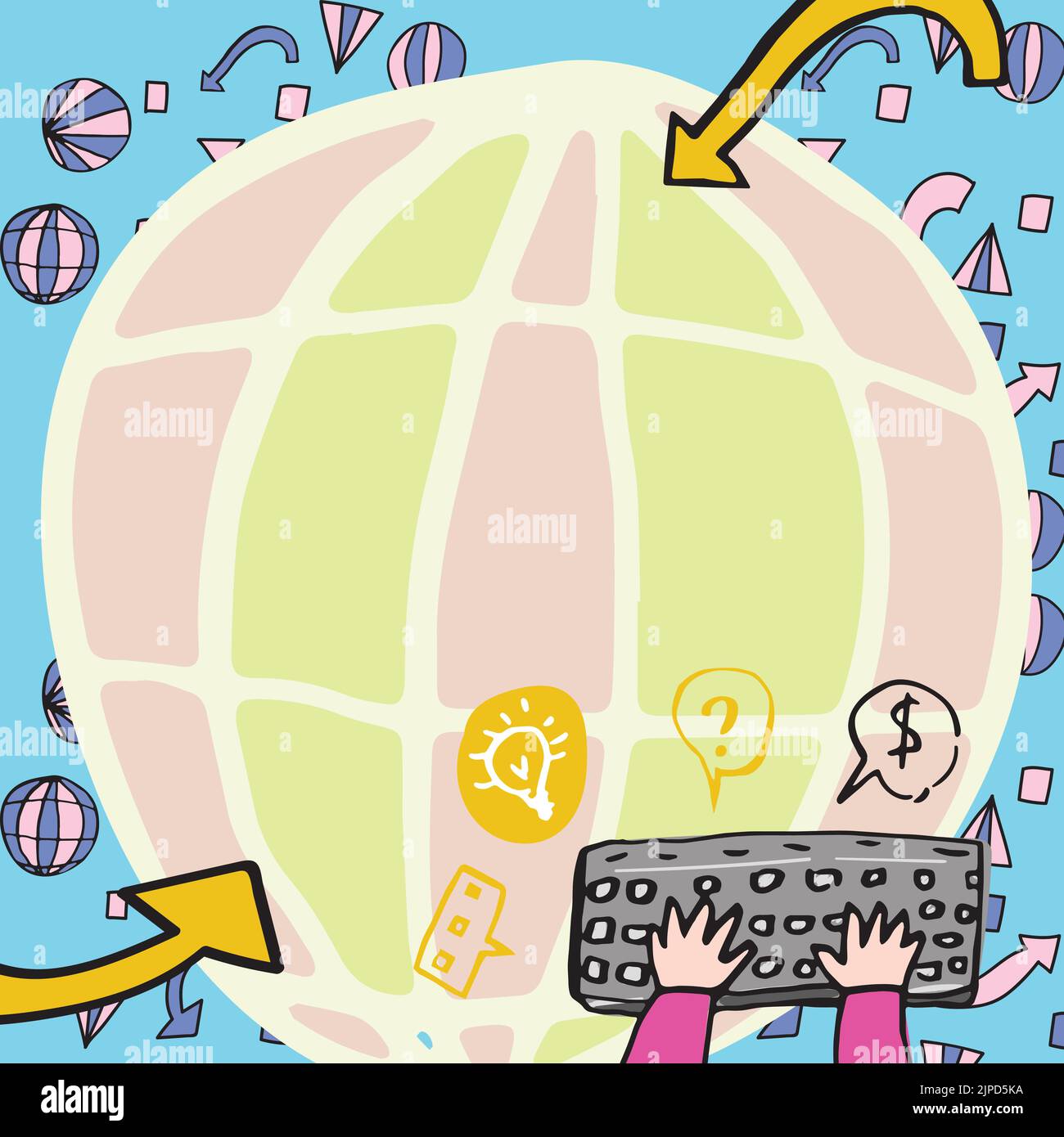 World map globe hand pointing Stock Vector Images - Alamy