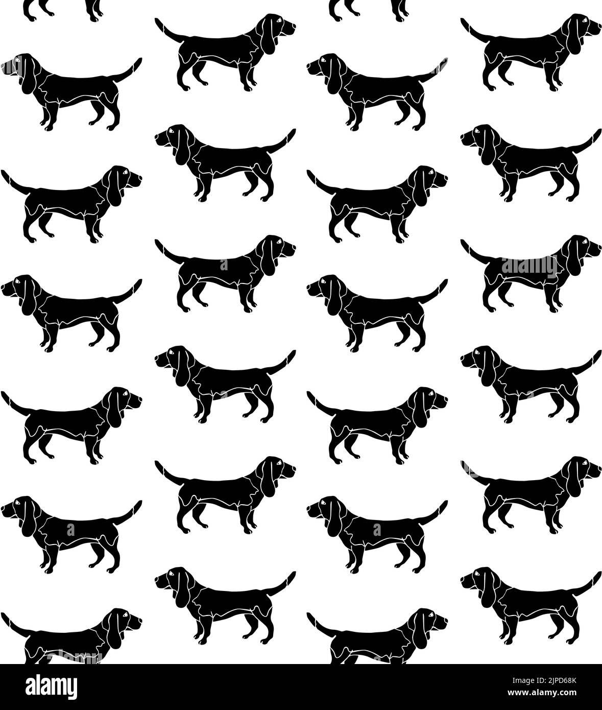 Vector seamless pattern of hand drawn basset hound Stock Vector Image