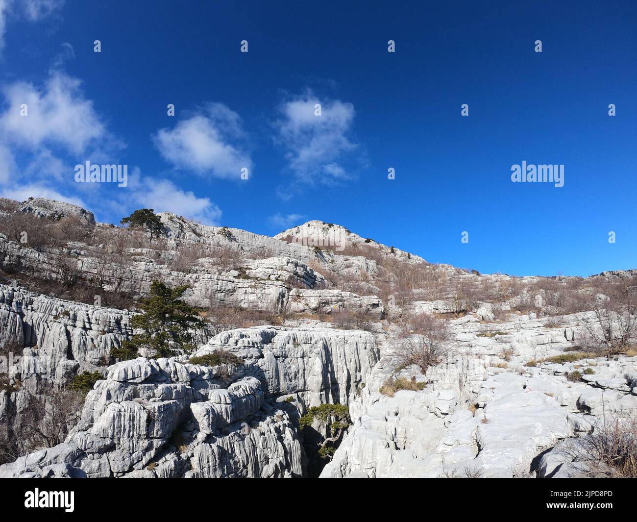 View from hiking trail from mountain hut Za Vratlom to peak Subra on View from hiking trail from mountain hut Za Vratlom to peak Subra on