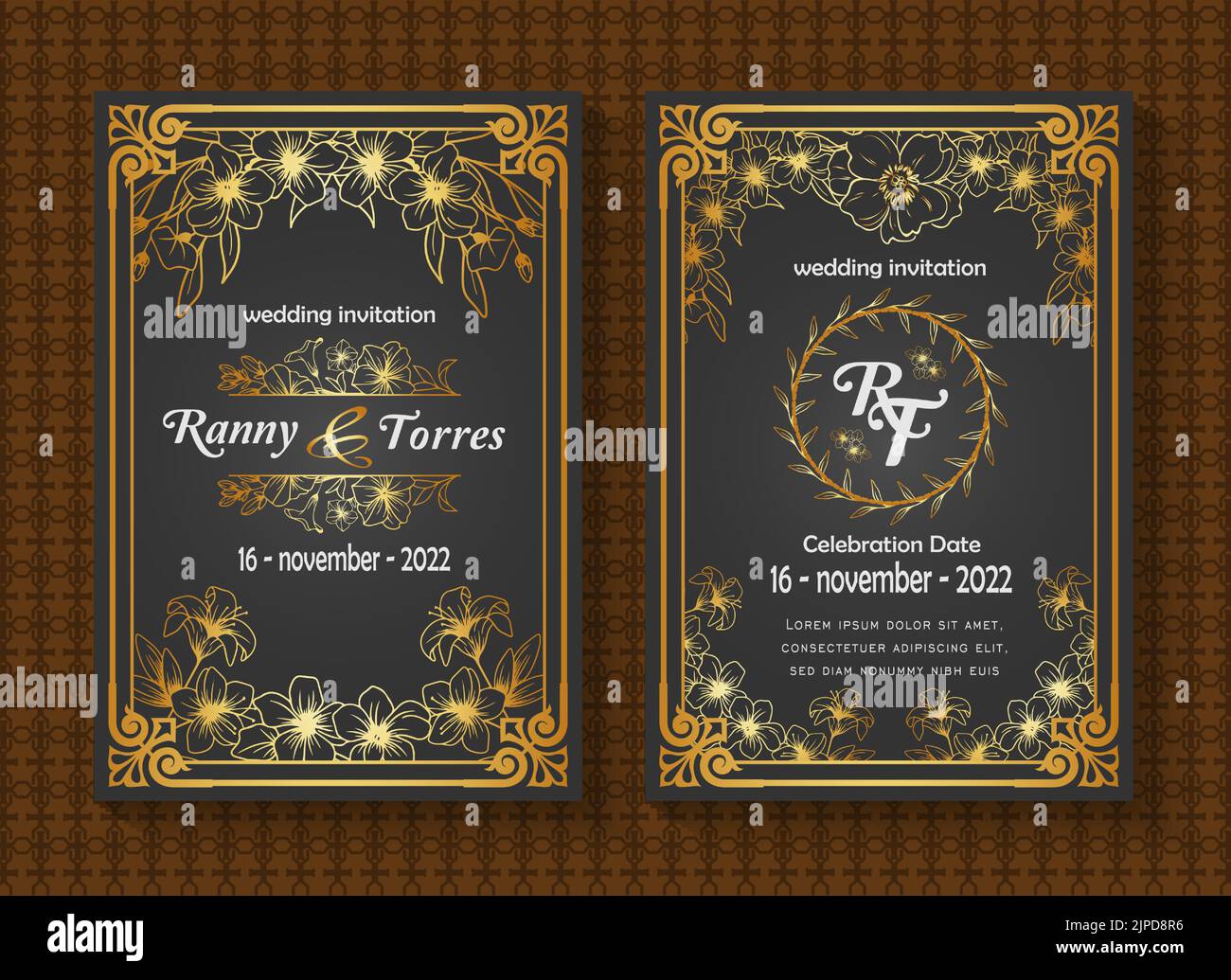 Invitation text in golden Stock Vector Images - Alamy