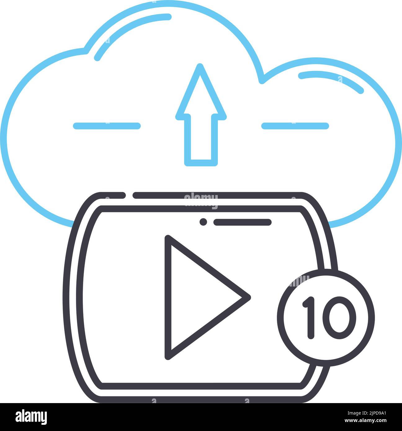 media upload line icon, outline symbol, vector illustration, concept ...