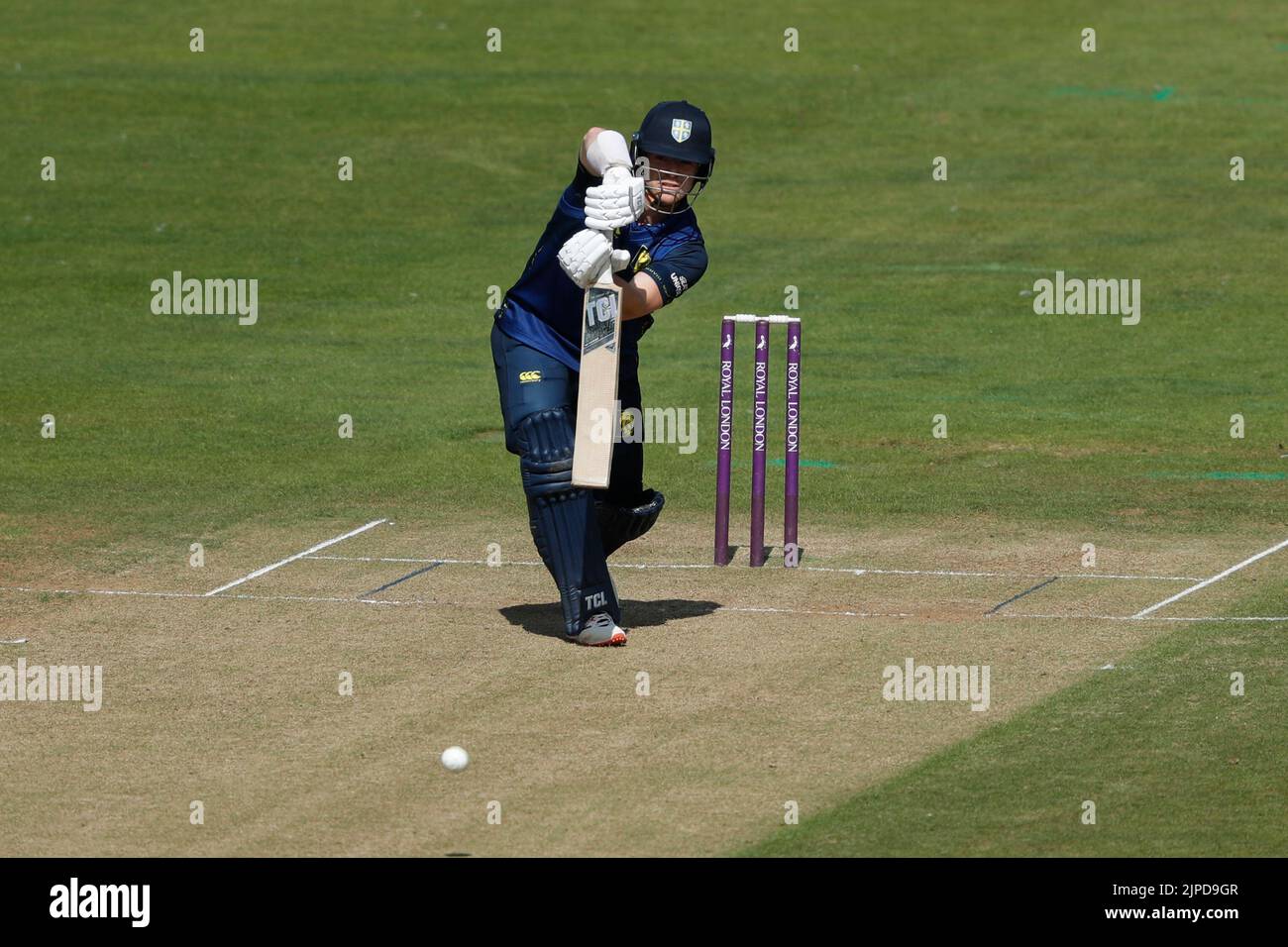 Liam Trevaskis of Durham bats during the Royal London One Day Cup match ...