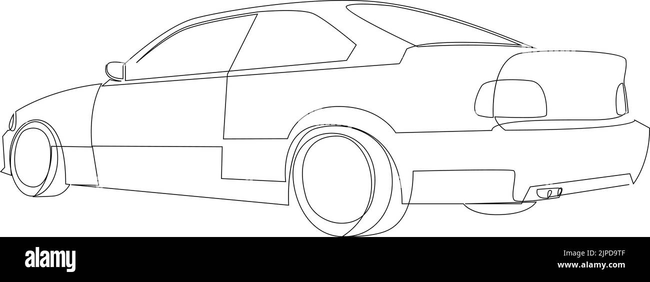 Continuous line drawing of rear view of sport car. Vector illustration Stock Vector