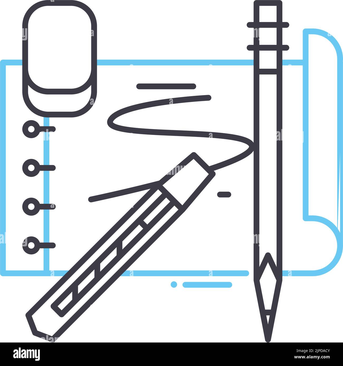 sketching tools line icon, outline symbol, vector illustration, concept ...