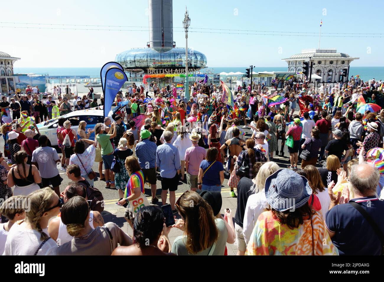 Brighton 30th anniversary Pride parade along the seafront Stock Photo