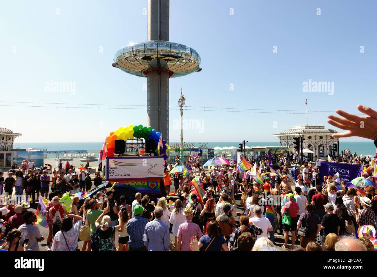 Brighton 30th anniversary Pride parade along the seafront Stock Photo