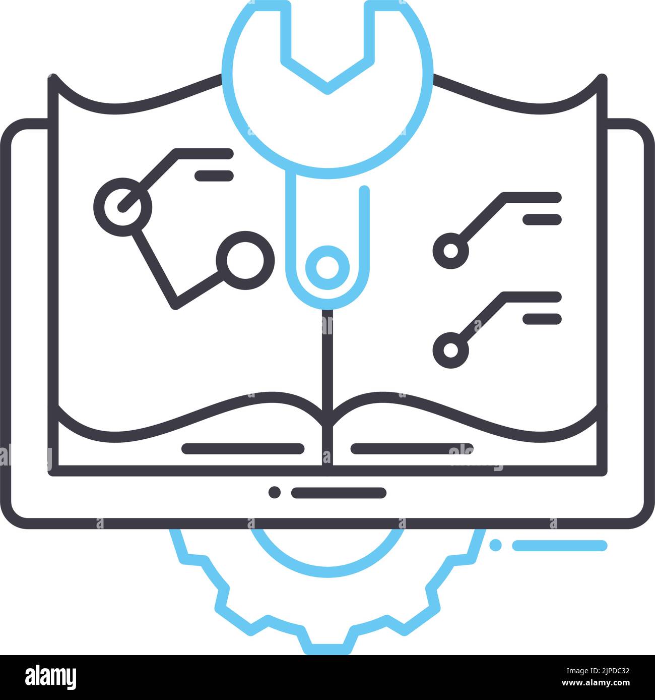 manual line icon, outline symbol, vector illustration, concept sign Stock Vector