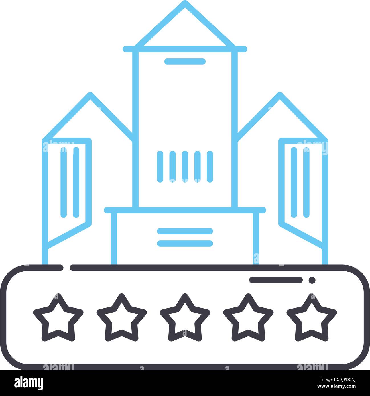 Five Star Hotel Line Icon Outline Symbol Vector Illustration Concept five-star-hotel-line-icon-outline-symbol-vector-illustration-concept