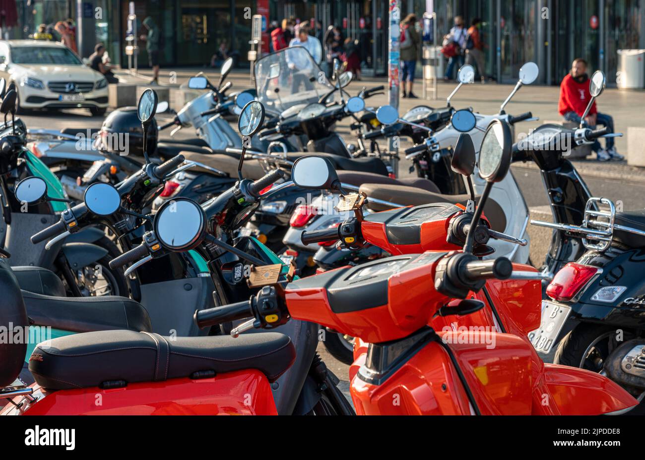 berlin, parking lot, scooters, car park, carpark, carpark, scooter