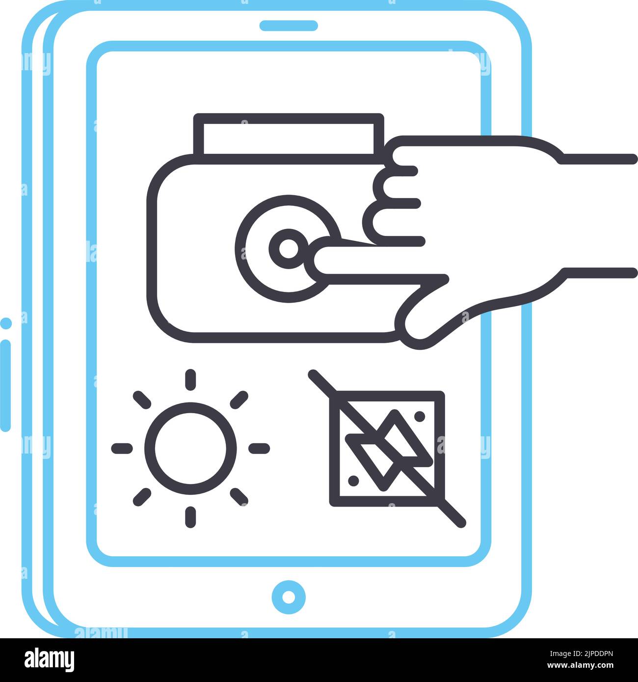 photo processing map line icon, outline symbol, vector illustration, concept sign Stock Vector