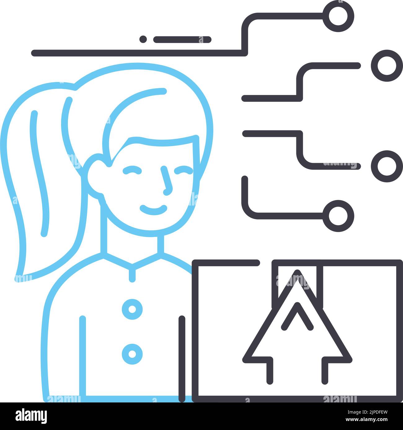 planning process line icon, outline symbol, vector illustration ...