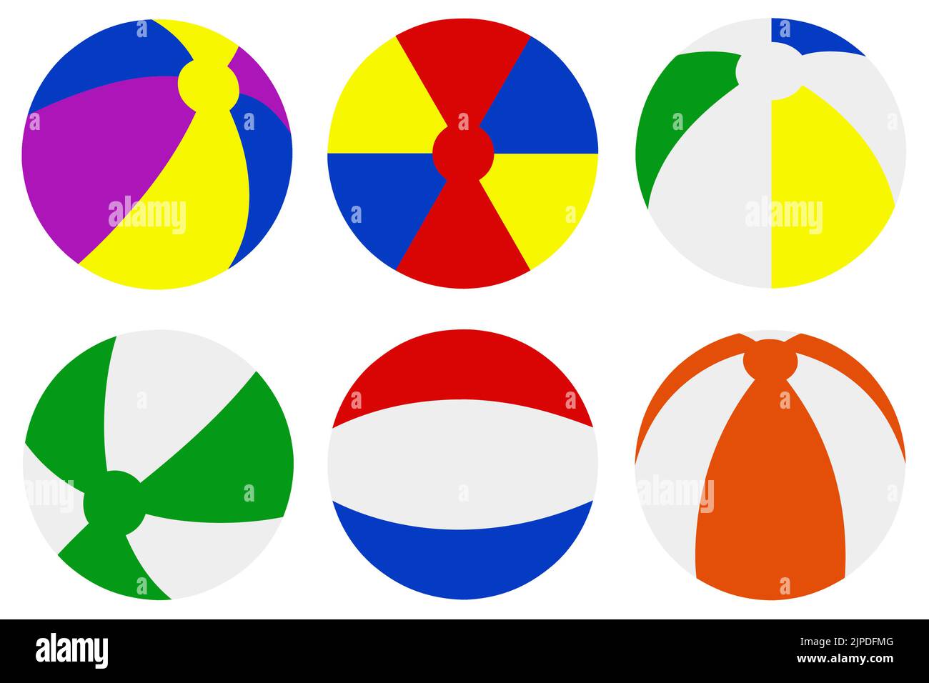 Collage of different beach balls isolated on white Stock Vector Image