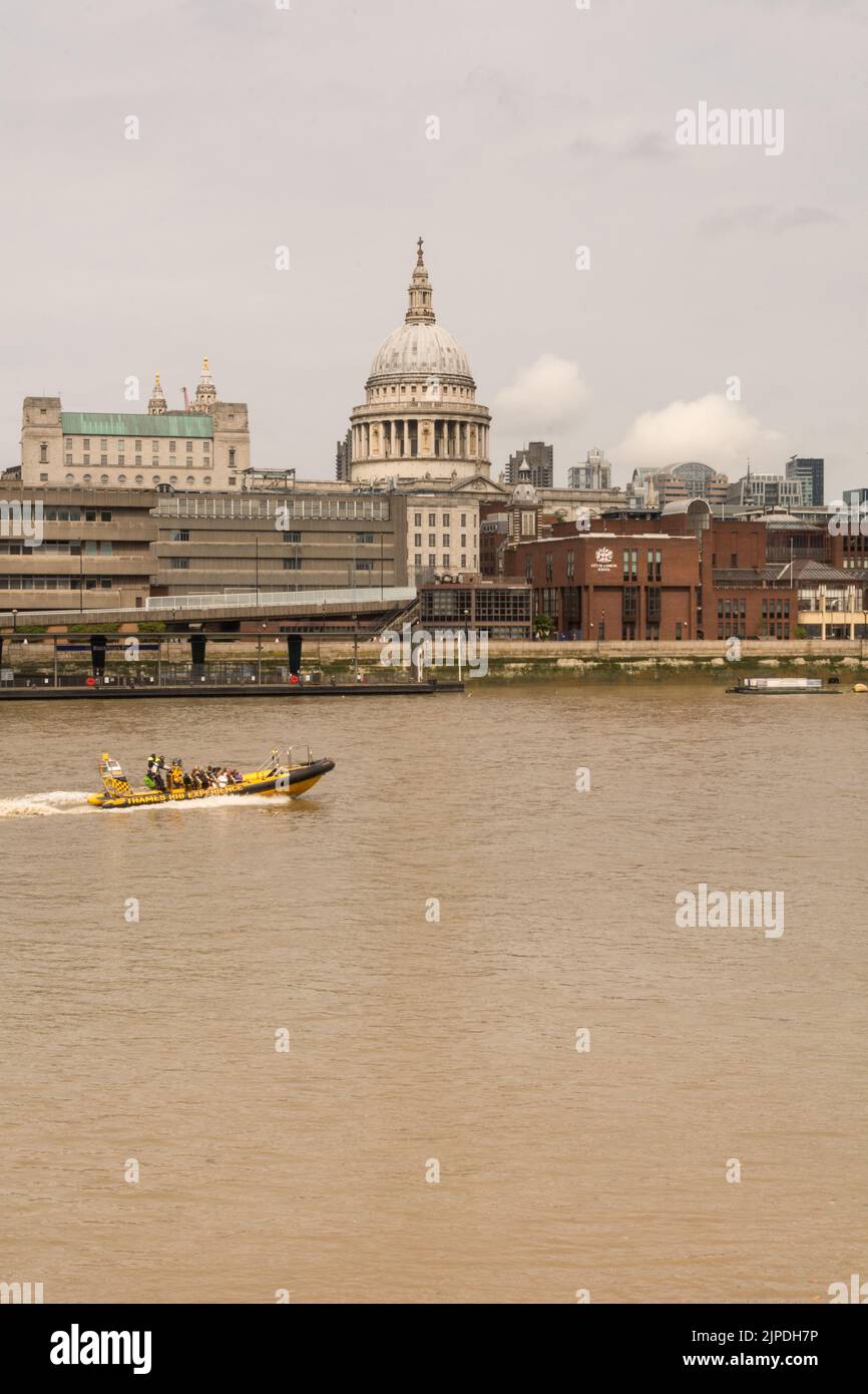 St Paul's Cathedral and the City of London School on the northbank of the River Thames, London, England, UK Stock Photo
