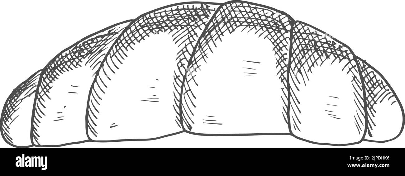French roll isolated croissant monochrome sketch. Vector French ...