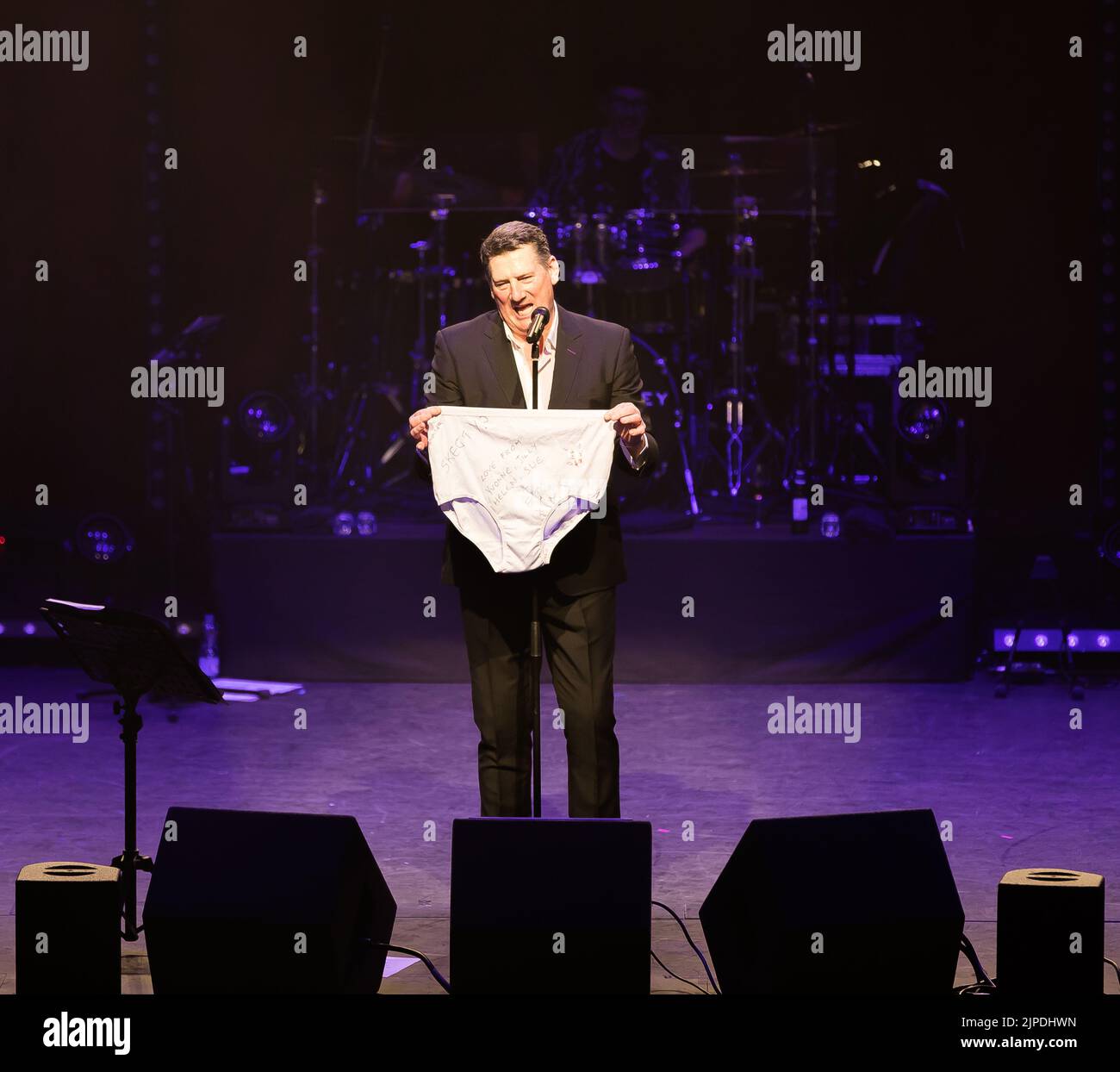 Tony Hadley Performing In Venue Cymru Llandudno North Wales Stock tony-hadley-performing-in-venue-cymru-llandudno-north-wales-stock