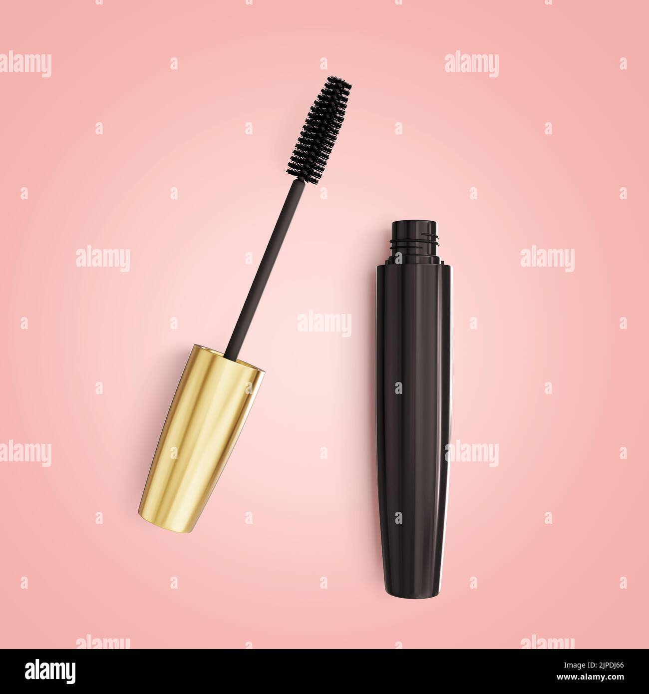 A blank Eyeliner mascara tube with box mockup isolated on a pink