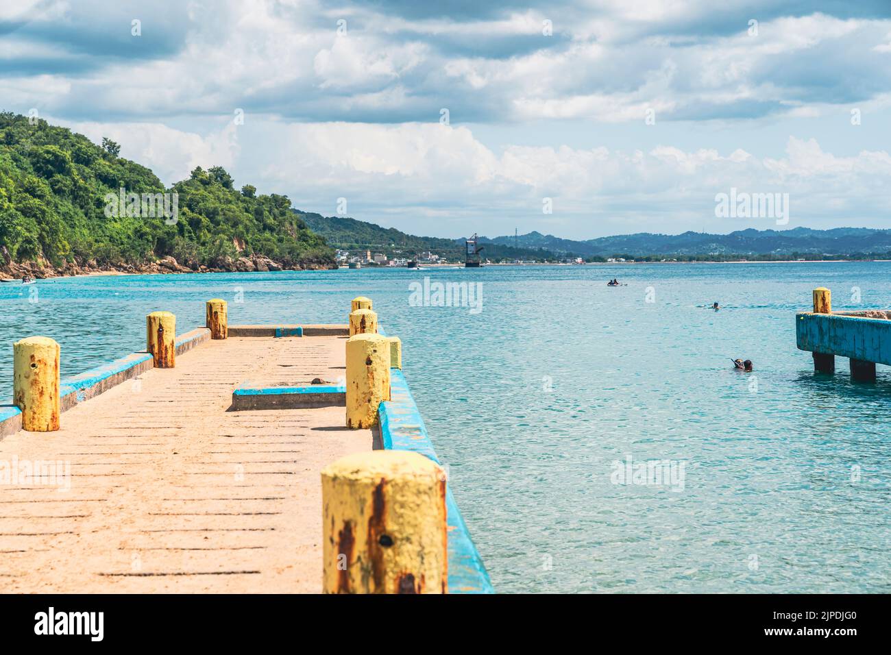 Colorful Pier of Crash Boat Beach Located in Puerto Rico Stock Photo